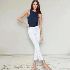 Rare PAIGE Colette Crop Flare Embroidered